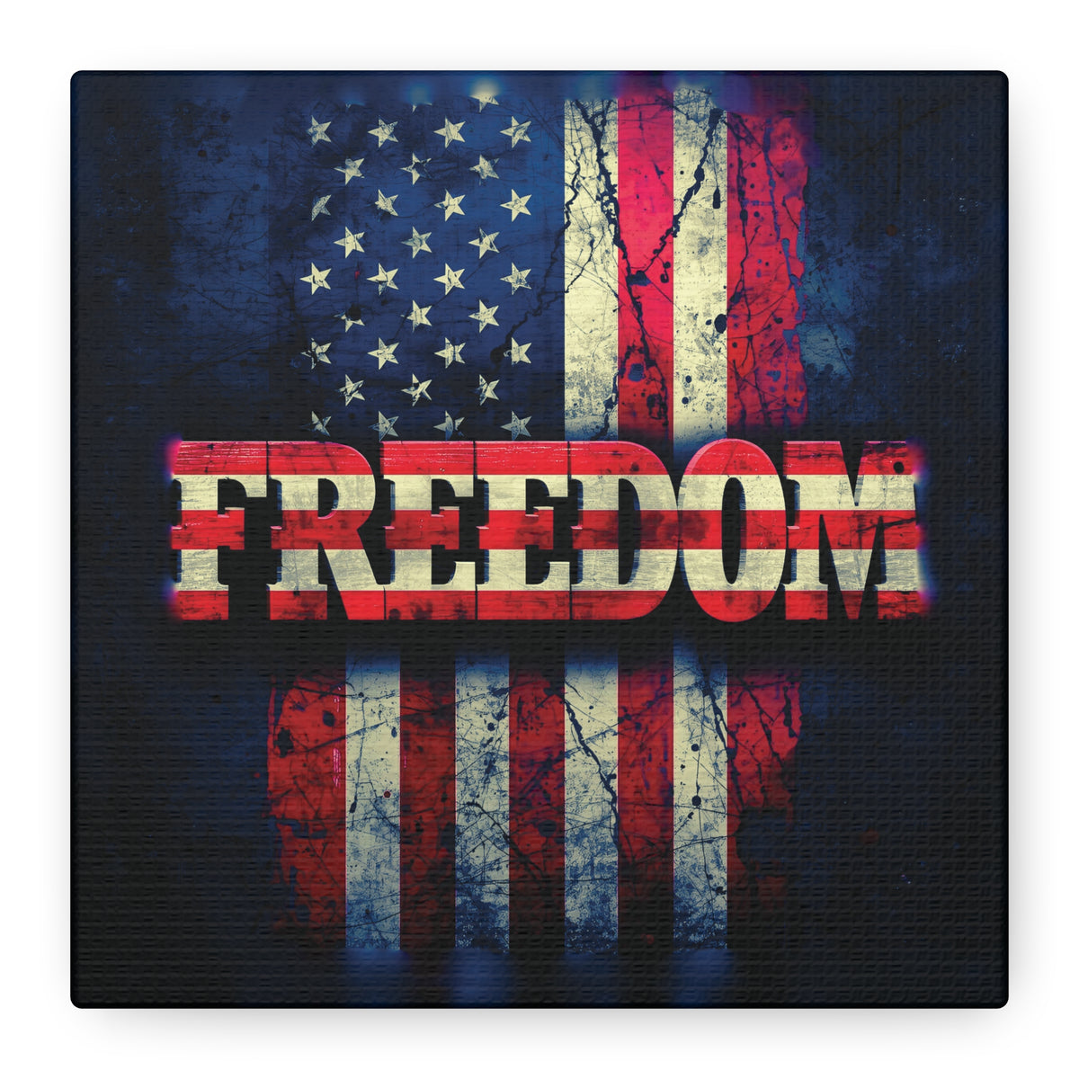 Freedom Canvas Wall Art - Patriotic Vintage American Flag - Gallery Wrapped - Red White Blue - 35 Sizes Available