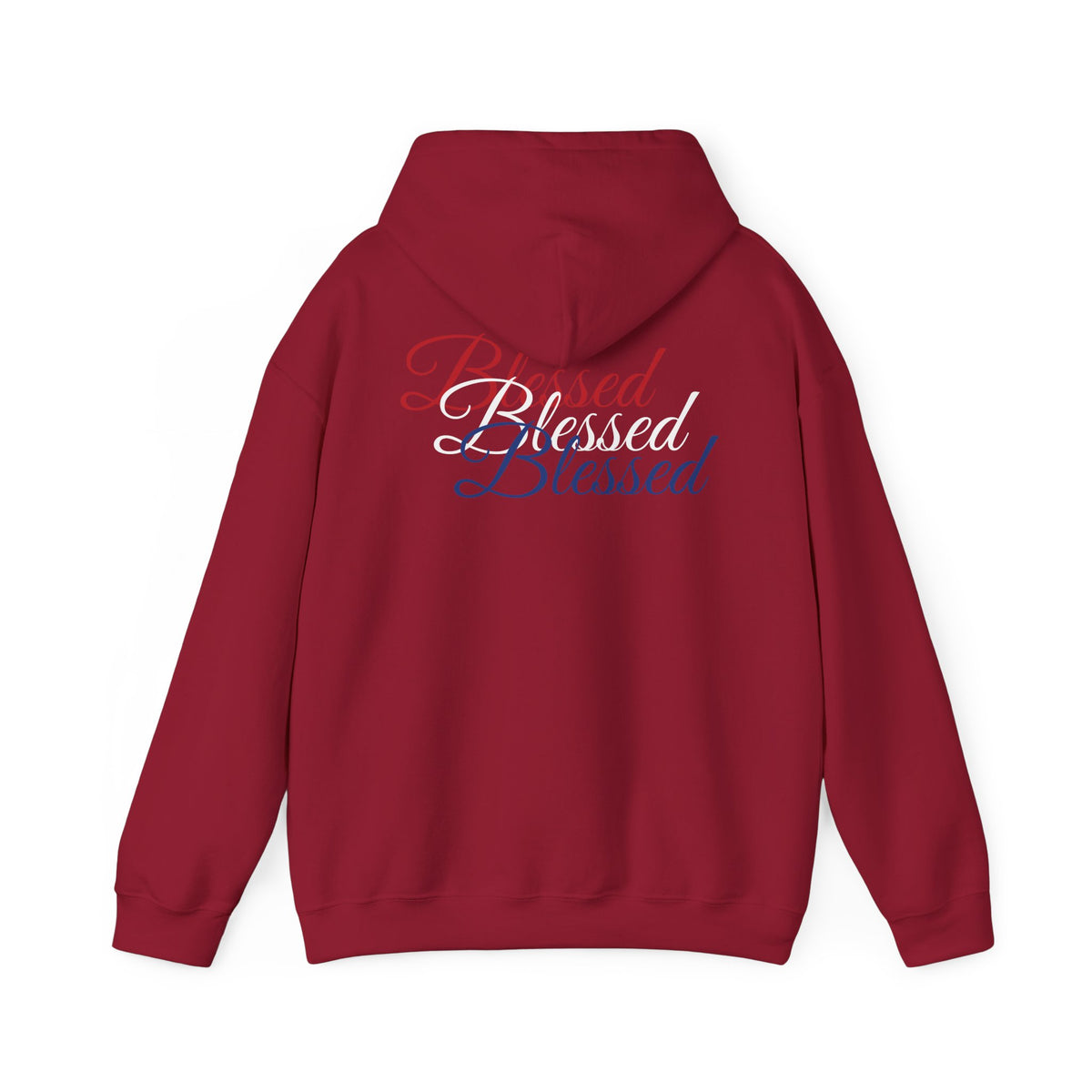 Blessed Hoodie - Patriotic Red White Blue - Unisex Pullover - Front & Back Print - S-5XL