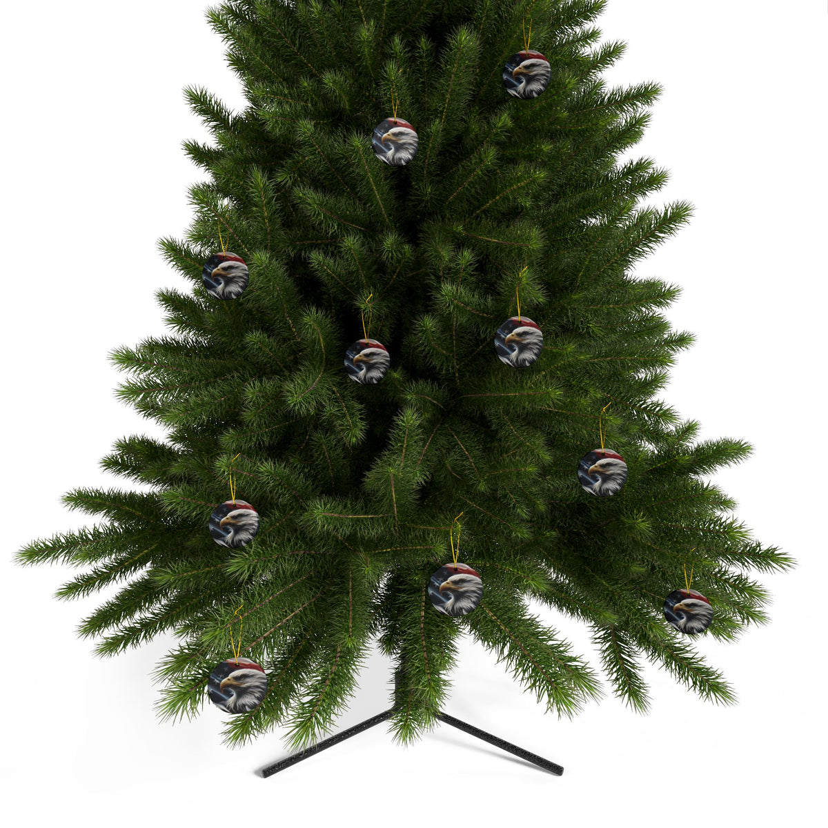 Patriotic Eagle Ornaments - American Flag Backdrop - 2 Sided Same Pic -