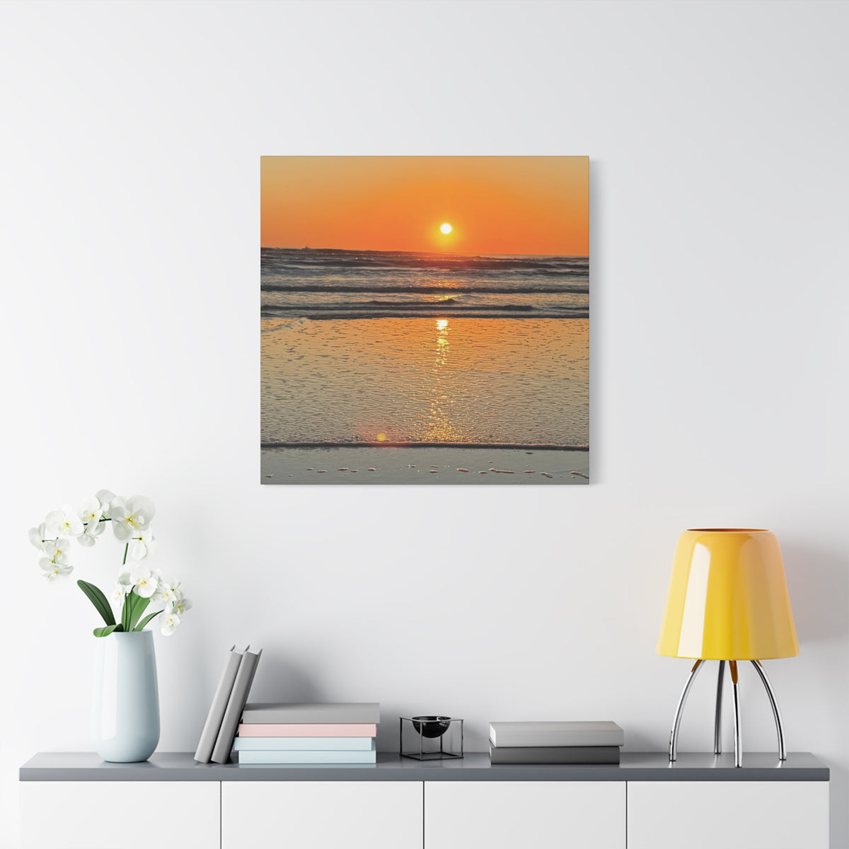 Sunset Beach Canvas Print, Ocean Decor, Wall Art, Home Decor, Coastal Artwork for Living Room