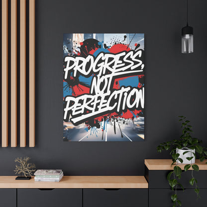 Progress Not Perfection Canvas Wall Art - Motivational Home Decor
