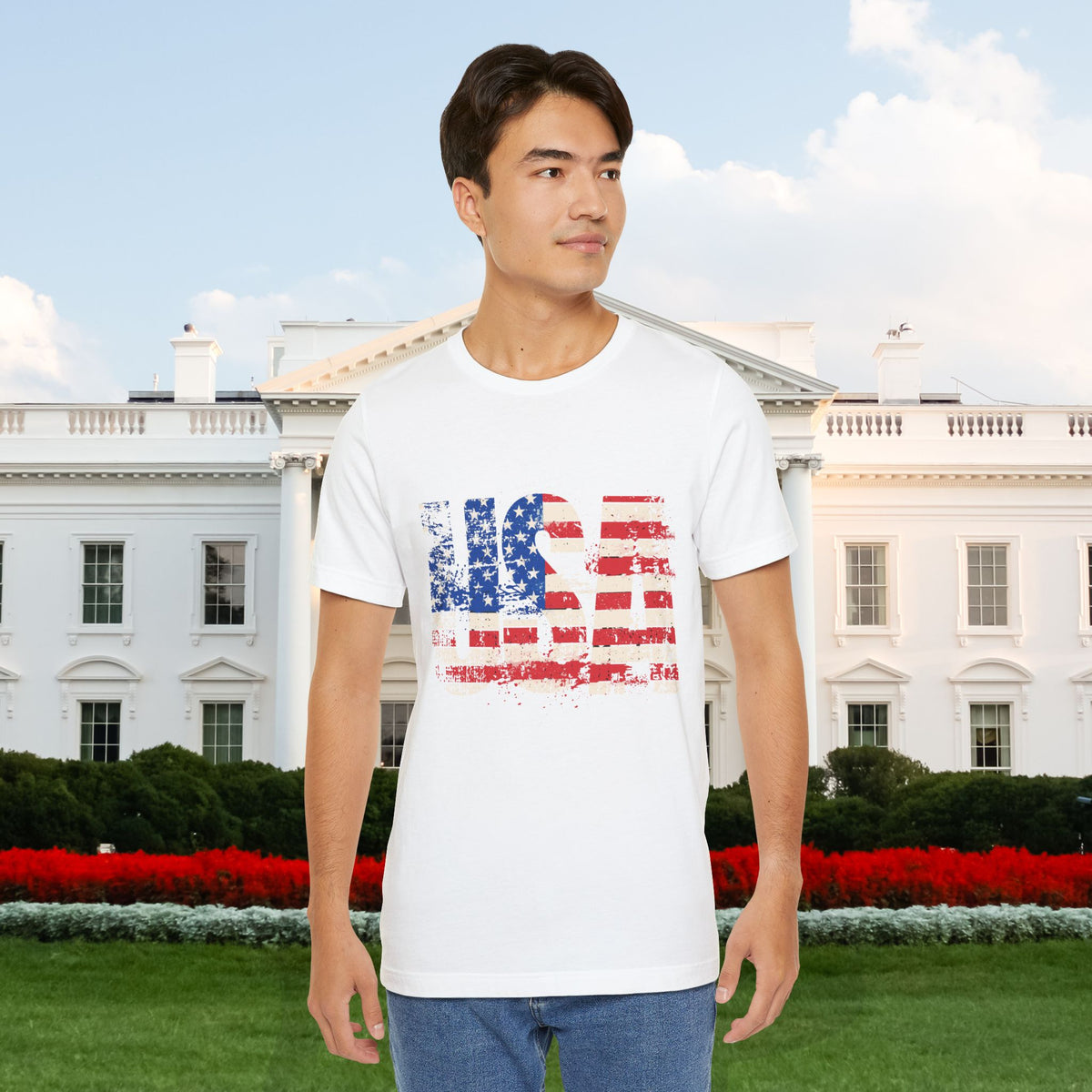 USA Red White Blue - American Flag T-Shirt - Patriotic Unisex Tee - S-3XL