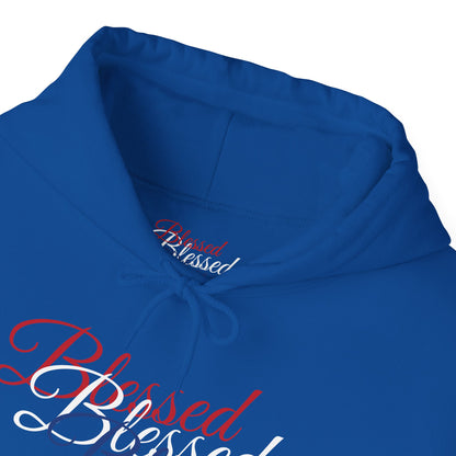 Blessed Hoodie - Patriotic Red White Blue - Unisex Pullover - Front & Back Print - S-5XL