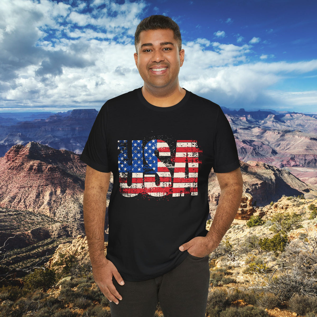 USA Red White Blue - American Flag T-Shirt - Patriotic Unisex Tee - S-3XL