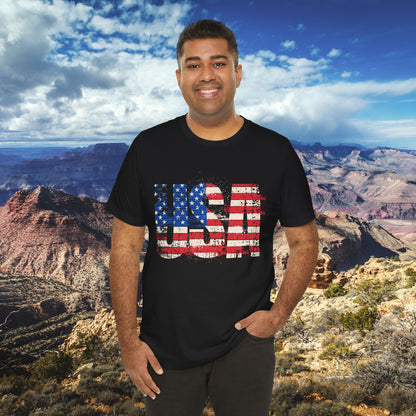 USA Red White Blue - American Flag T-Shirt - Patriotic Unisex Tee - S-3XL