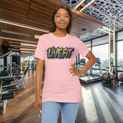 LIVE FIT Graphic Fitness Tee - Motivational Workout T-Shirt - Unisex XS-4XL