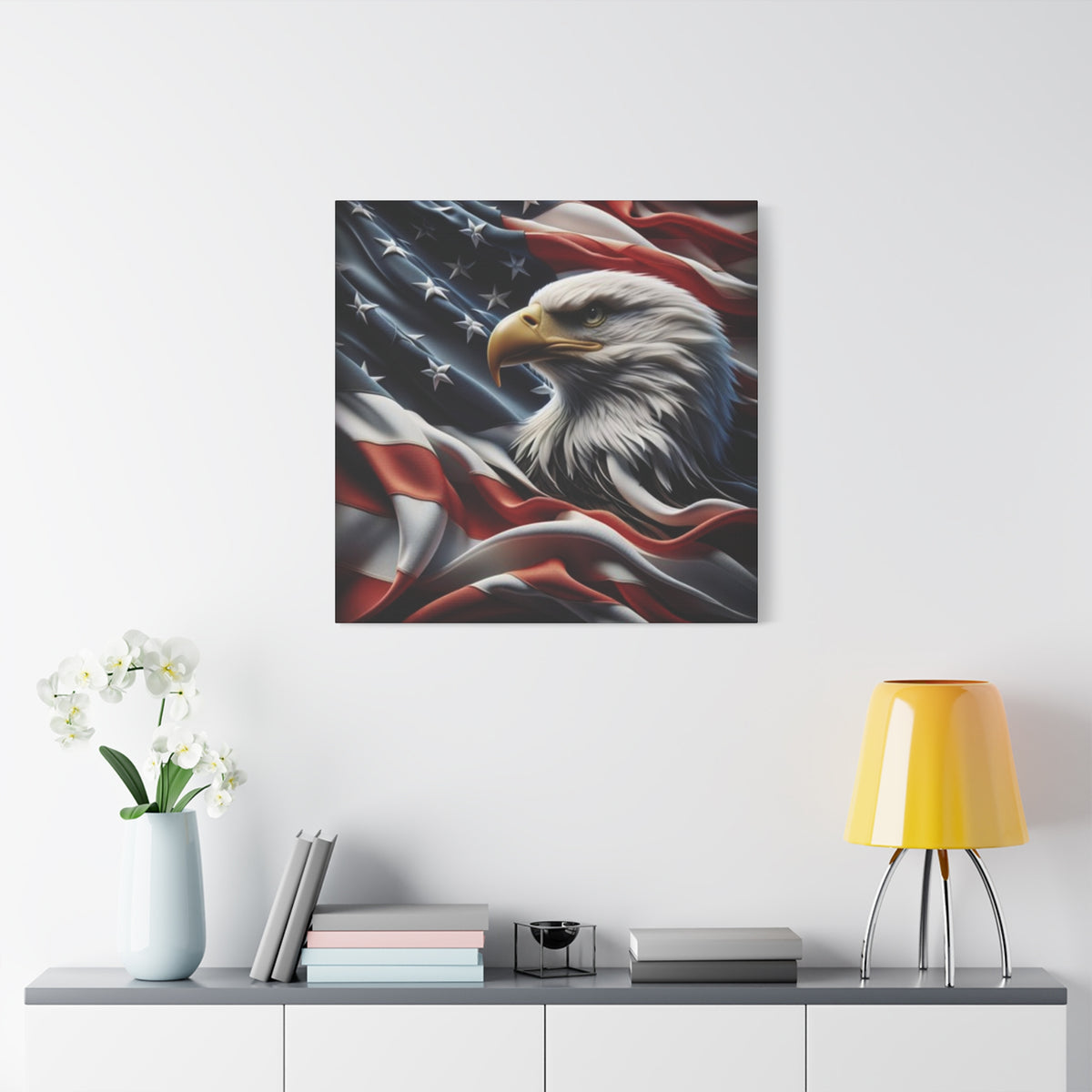 Patriotic Eagle Canvas Wall Art - American Flag Decor - Red White Blue - Gallery Wrapped - 27 Sizes - Veteran Gift