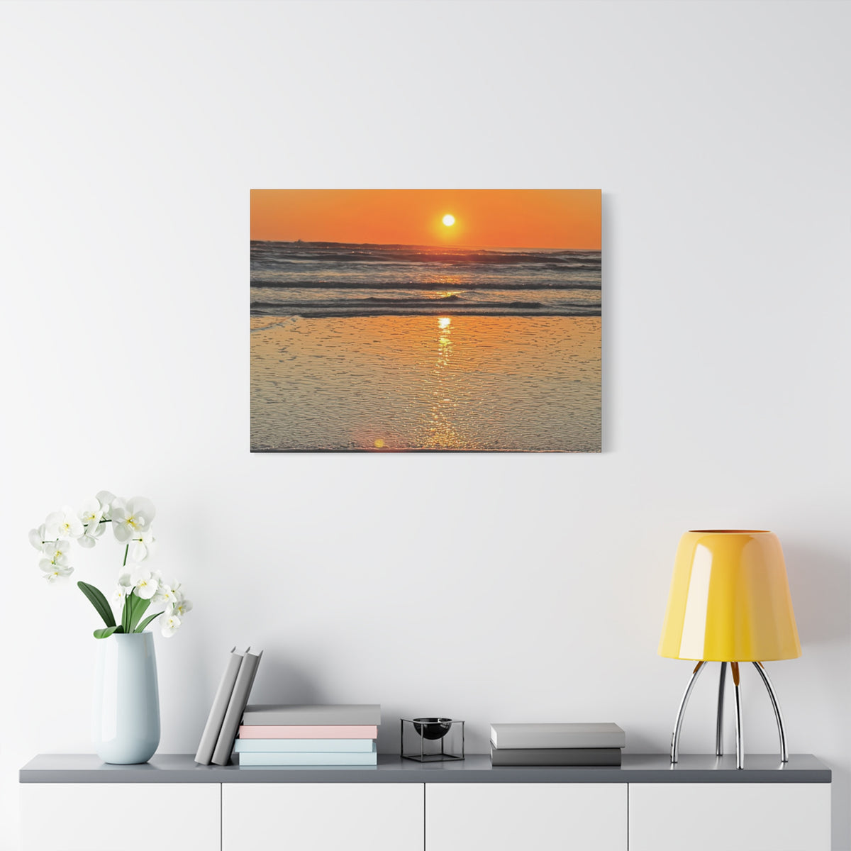 Sunset Beach Canvas Print, Ocean Decor, Wall Art, Home Decor, Coastal Artwork for Living Room