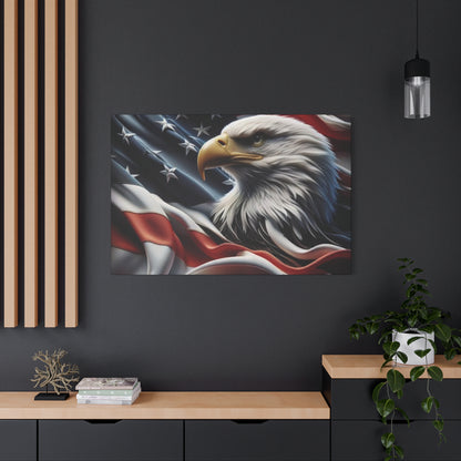 Patriotic Eagle Canvas Wall Art - American Flag Decor - Red White Blue - Gallery Wrapped - 27 Sizes - Veteran Gift