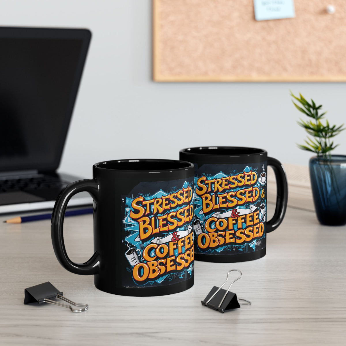 Stressed Blessed & Coffee Obsessed Travel Mug - Insulated - 11oz