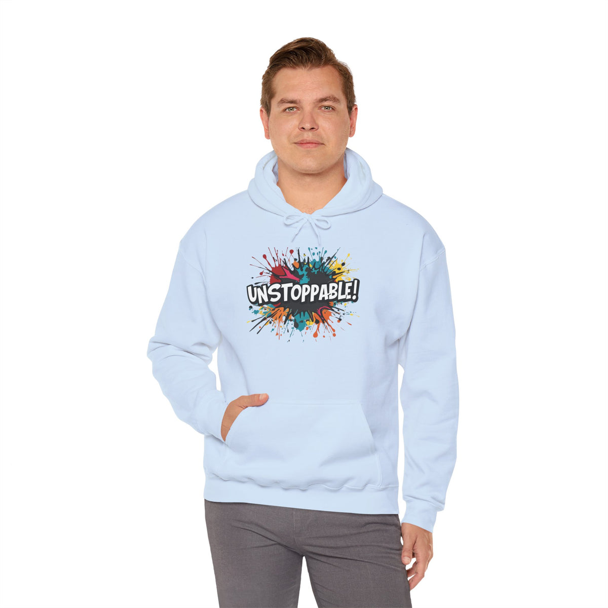 Unstoppable! Paint Splash Hoodie - Motivational Graphic Sweatshirt - Unisex Pullover - S-5XL