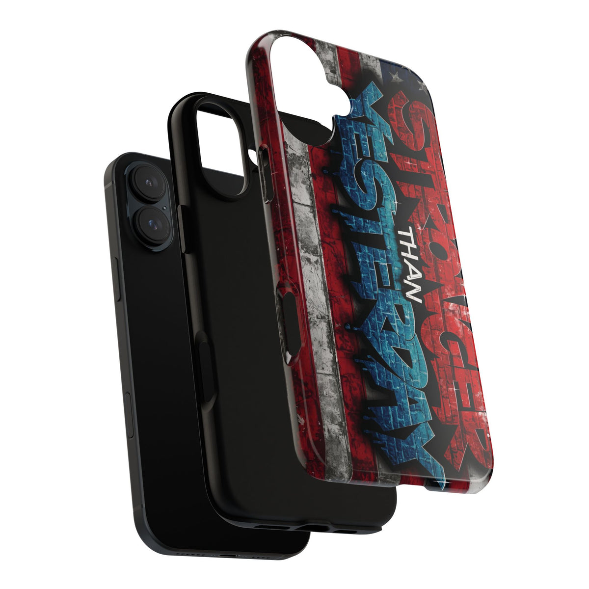 Stronger Than Yesterday Iphone Case - Motivational Phone Cover - USA Flag Design - Gift for Fitness Enthusiasts - Inspirational Phone Accessory