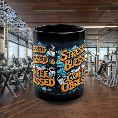 Stressed Blessed & Coffee Obsessed Travel Mug - Insulated - 11oz