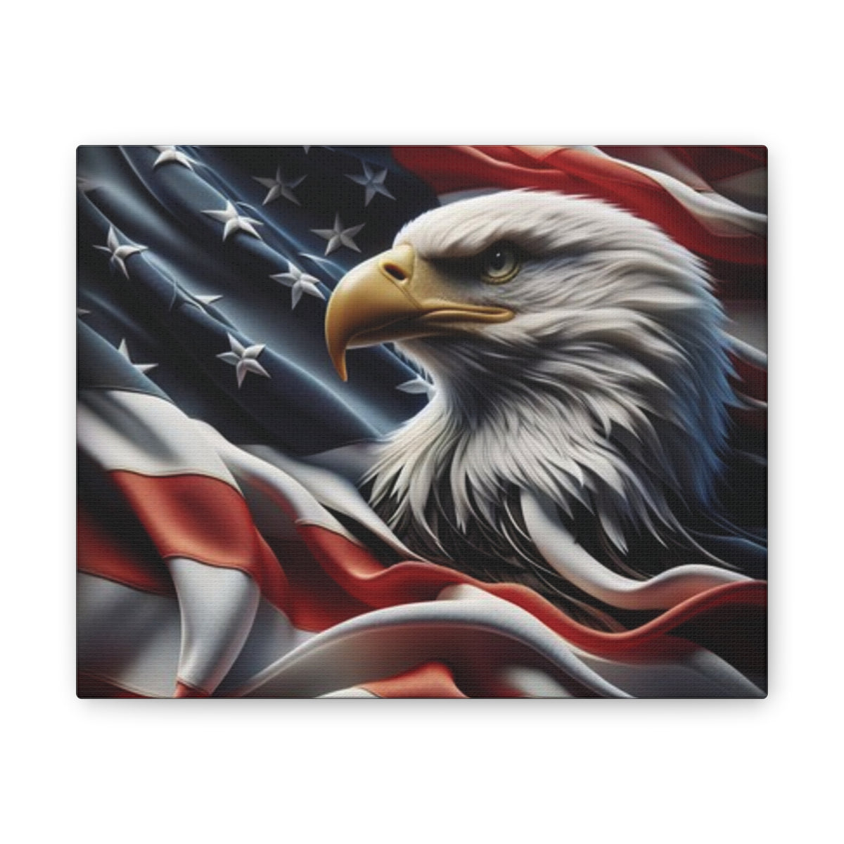 Patriotic Eagle Canvas Wall Art - American Flag Background - USA Decor
