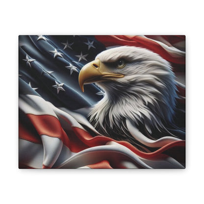 Patriotic Eagle Canvas Wall Art - American Flag Background - USA Decor
