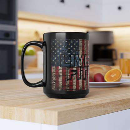 LIVE FIT Vintage American Flag Mug - Patriotic Fitness Motivation - 11oz/15oz