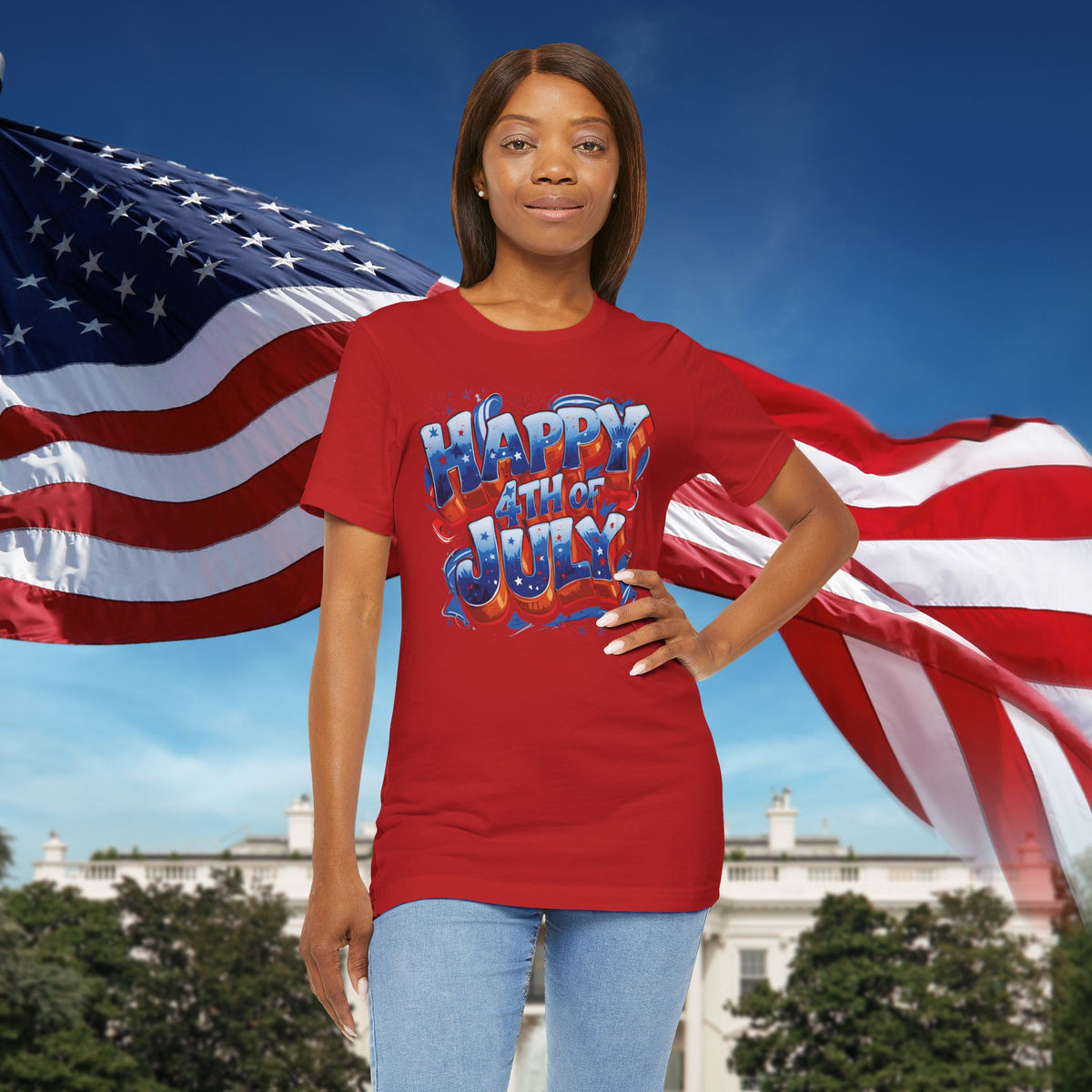 Happy 4th of July T-Shirt - Independence Day Bald Eagle - American Flag Graphic Tee