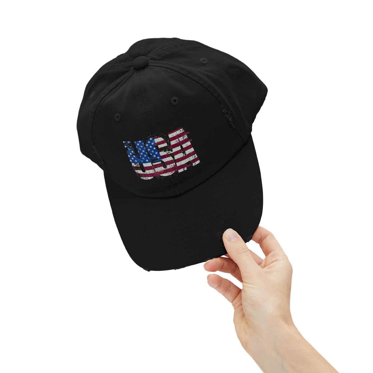 USA Distressed Flag Cap - Unisex Cotton Twill Hat - Patriotic Headwear