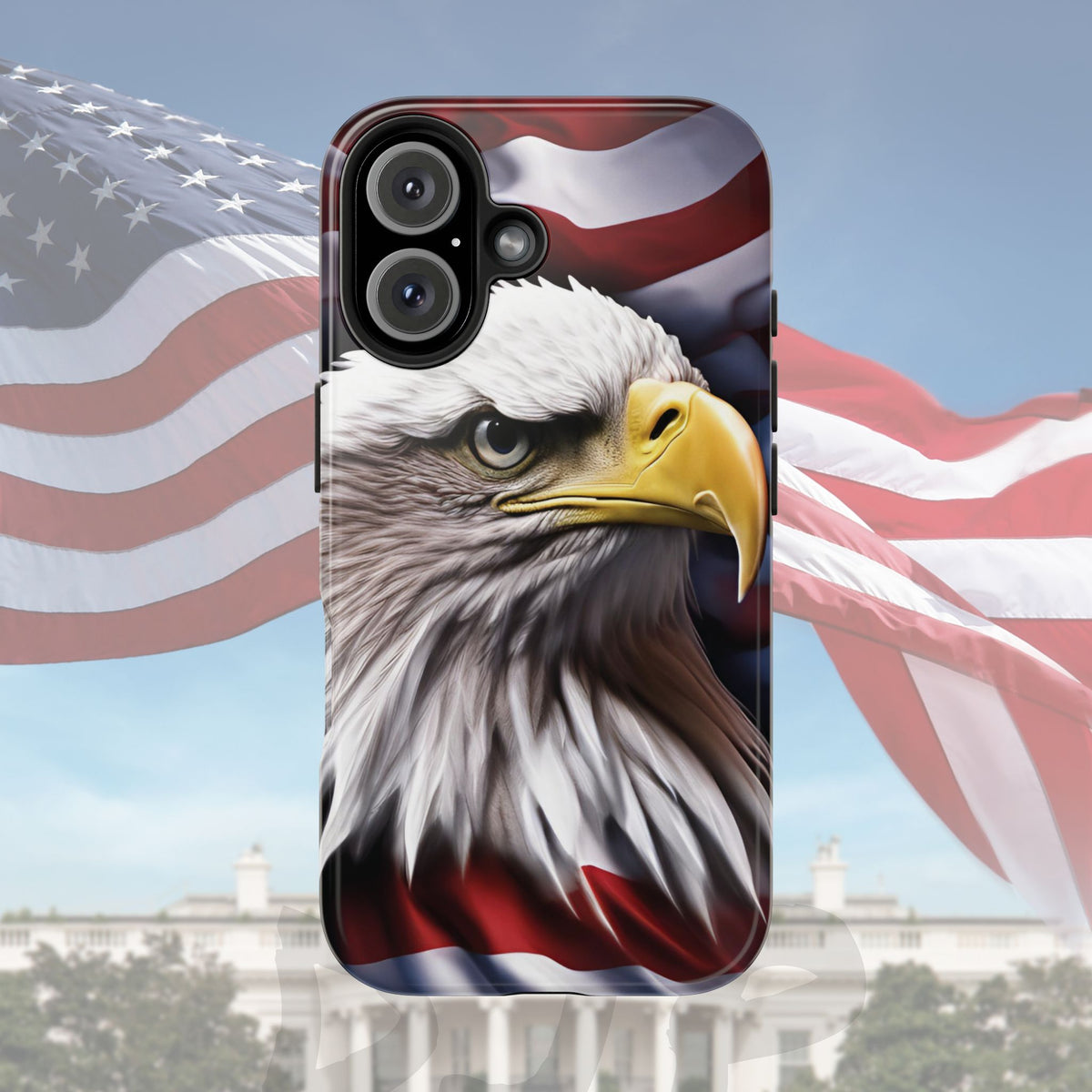 Patriotic - Bald Eagle - Phone Case - Tough Phone Case - American Flag Design - Gift for Veterans - National Holidays - Outdoor Adventures - Eagle Lover