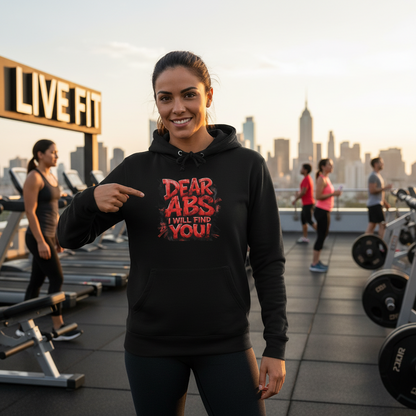Dear Abs I Will Find You! - French Terry Hoodie - Funny Fitness Sweatshirt - Unisex S-5XL