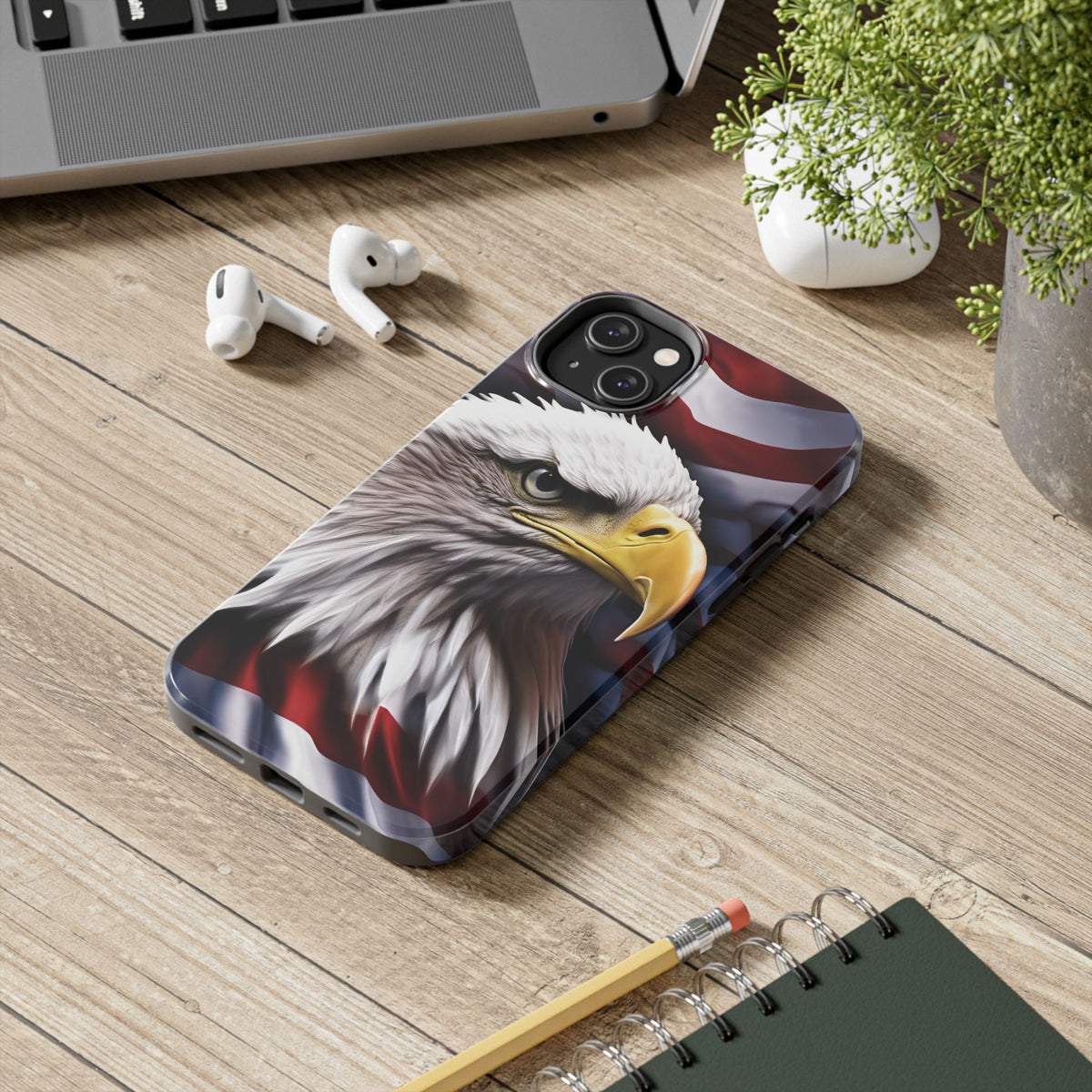 Patriotic - Bald Eagle - Phone Case - Tough Phone Case - American Flag Design - Gift for Veterans - National Holidays - Outdoor Adventures - Eagle Lover