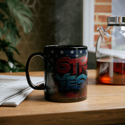 Stronger Than Yesterday! Motivational Mug - American Flag - 11oz/15oz