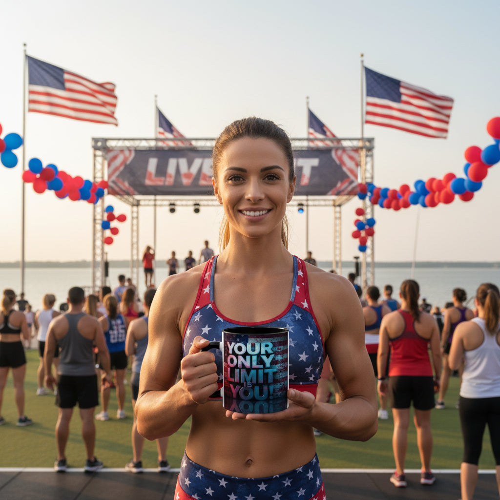 Your Only Limit Is You! Motivational Mug - American Flag - 11oz/15oz