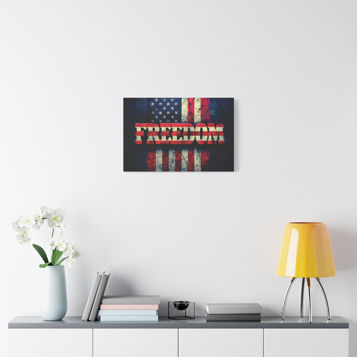 Freedom Canvas Wall Art - Patriotic Vintage American Flag - Gallery Wrapped - Red White Blue - 35 Sizes Available