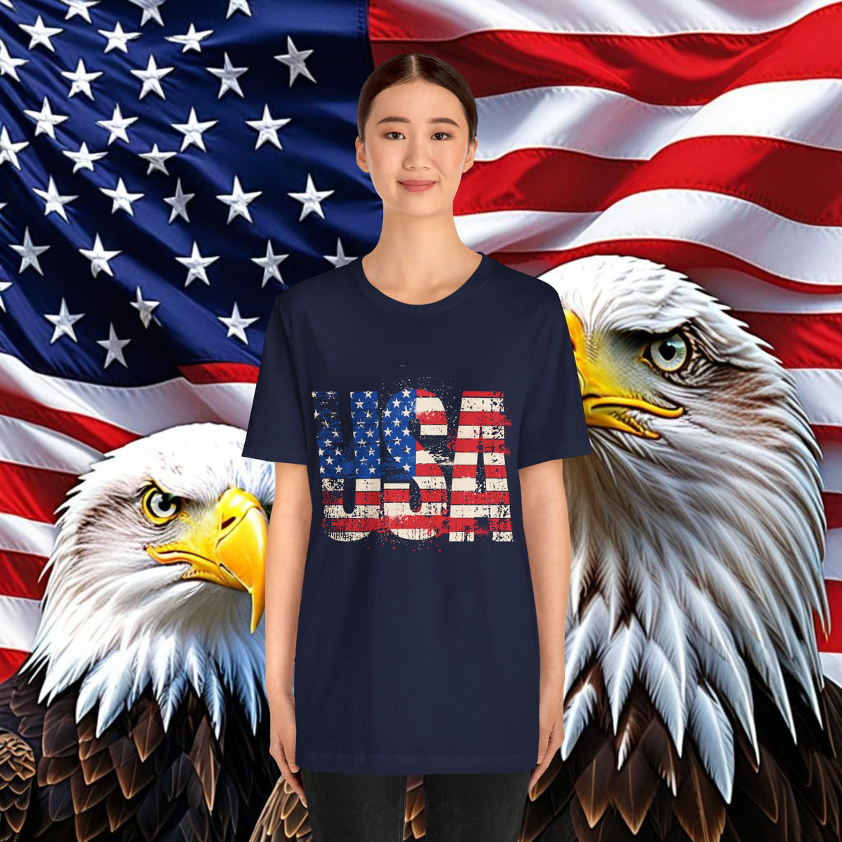 USA Red White Blue - American Flag T-Shirt - Patriotic Unisex Tee - S-3XL
