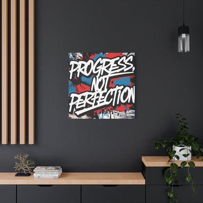 Progress Not Perfection Canvas Wall Art - Motivational Home Decor