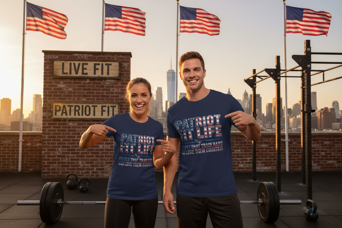 Patriot Fit Life T-Shirt - People That Train Hard and Love Their Country - LIVE FIT