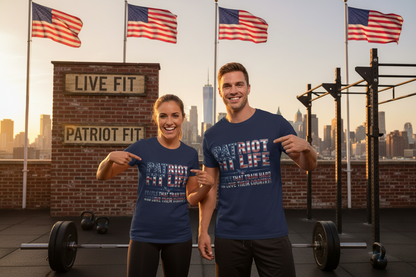 Patriot Fit Life T-Shirt - People That Train Hard and Love Their Country - LIVE FIT