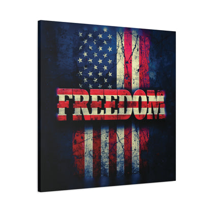 Freedom Canvas Wall Art - Patriotic Vintage American Flag - Gallery Wrapped - Red White Blue - 35 Sizes Available