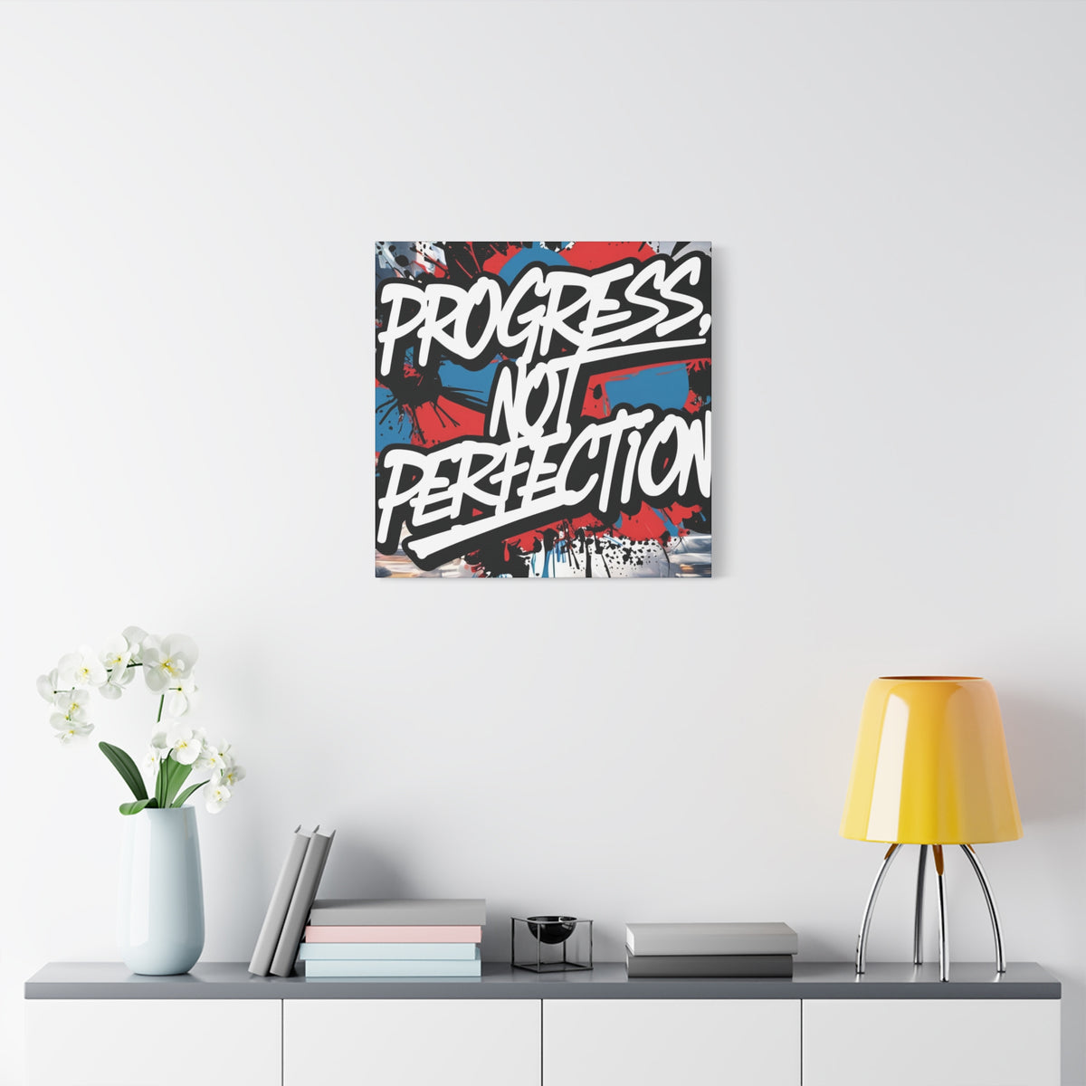 Progress Not Perfection Canvas Wall Art - Motivational Home Decor