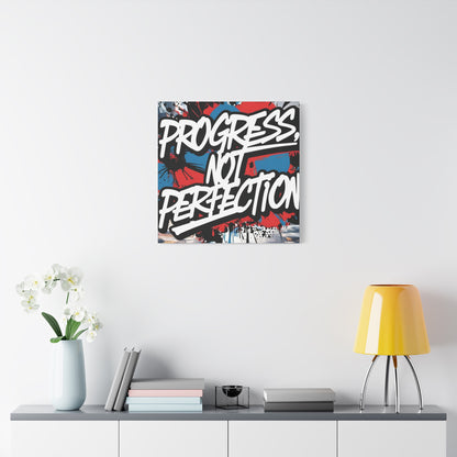 Progress Not Perfection Canvas Wall Art - Motivational Home Decor