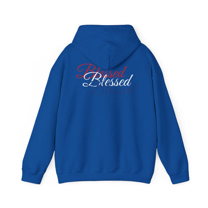 Blessed Hoodie - Patriotic Red White Blue - Unisex Pullover - Front & Back Print - S-5XL