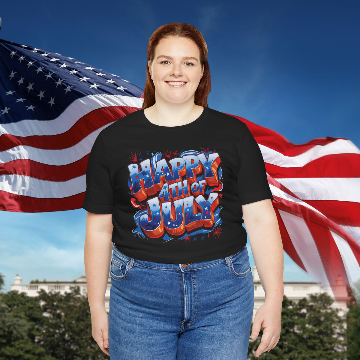 Happy 4th of July T-Shirt - Independence Day Bald Eagle - American Flag Graphic Tee