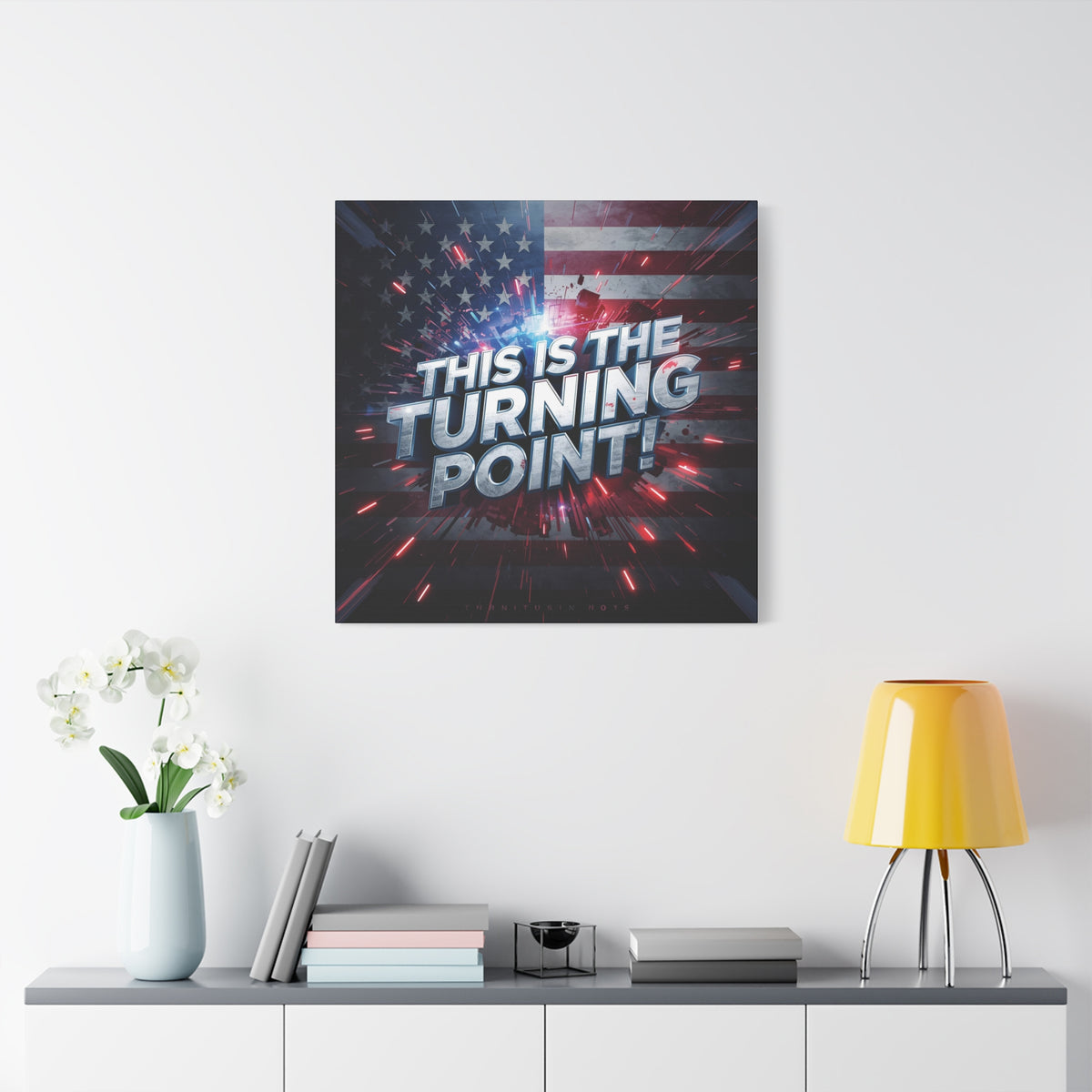 This Is The Turning Point! Canvas Wall Art - Patriotic American Flag - Red White Blue - Motivational Decor - 32 Sizes