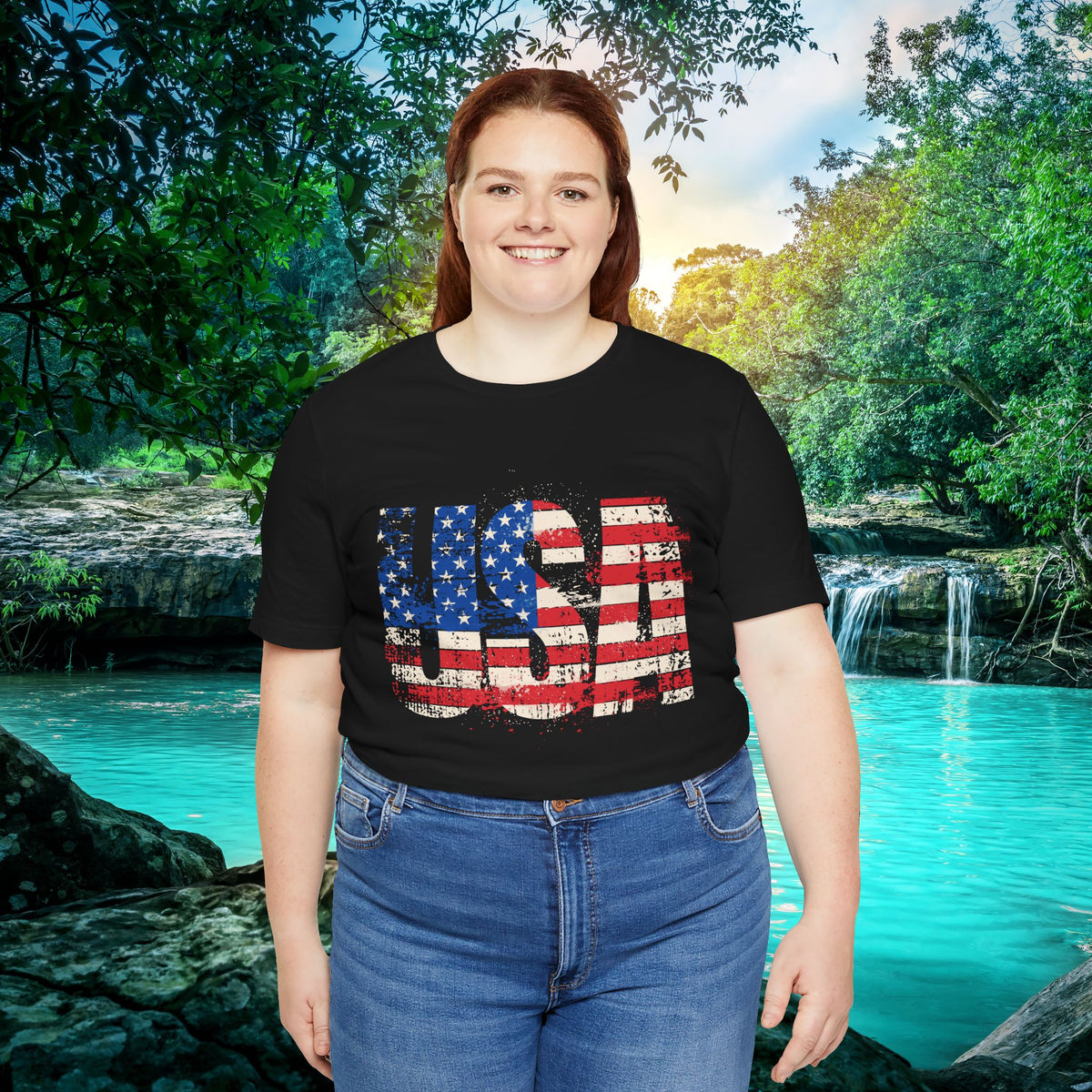 USA Red White Blue - American Flag T-Shirt - Patriotic Unisex Tee - S-3XL
