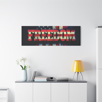 Freedom Canvas Wall Art - Patriotic Vintage American Flag - Gallery Wrapped - Red White Blue - 35 Sizes Available
