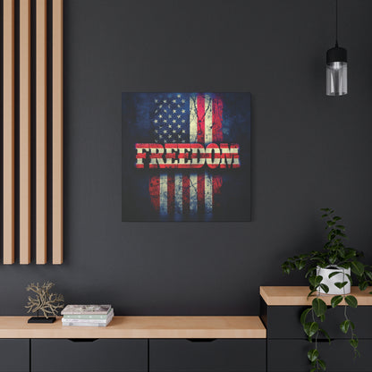 Freedom Canvas Wall Art - Patriotic Vintage American Flag - Gallery Wrapped - Red White Blue - 35 Sizes Available