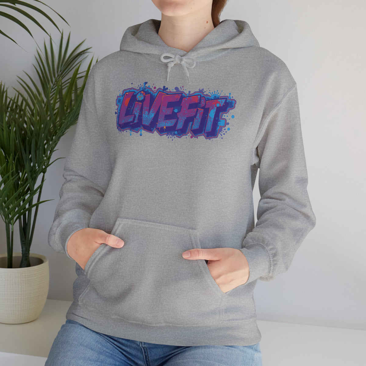 LIVE FIT Hoodie Sweatshirt - Motivational Fitness Pullover - Unisex Gym Hoodie - S-5XL