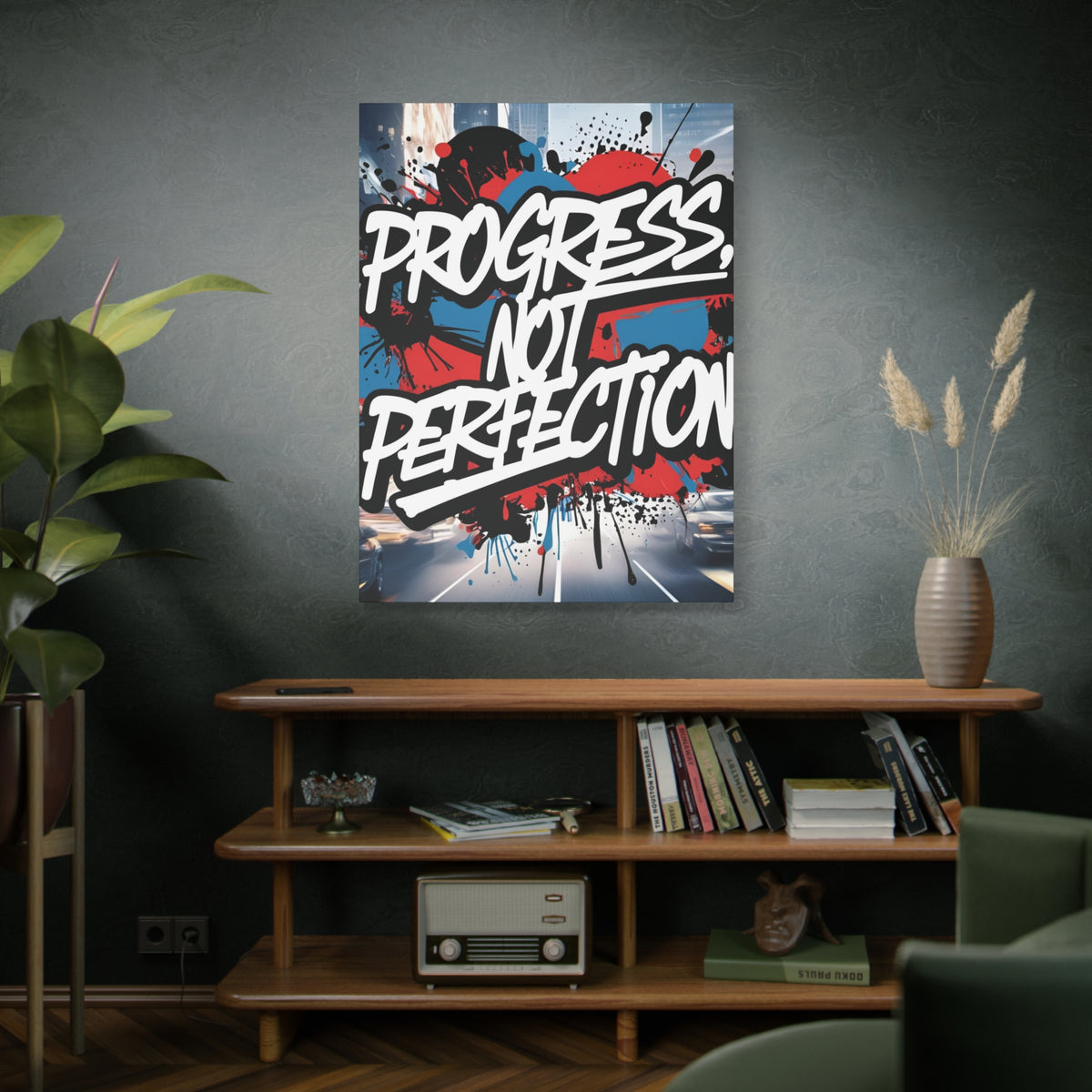 Progress Not Perfection Canvas Wall Art - Motivational Home Decor