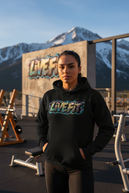 LIVE FIT Hoodie - Unisex Heavy Blend Sweatshirt - Fitness Gym Wear - Workout Apparel - S-5XL