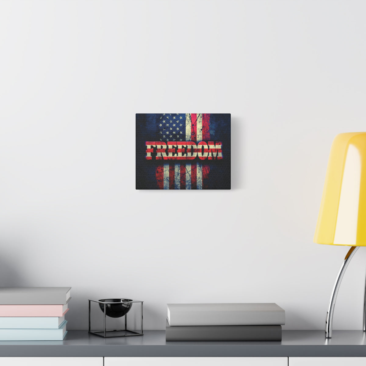 Freedom Canvas Wall Art - Patriotic Vintage American Flag - Gallery Wrapped - Red White Blue - 35 Sizes Available