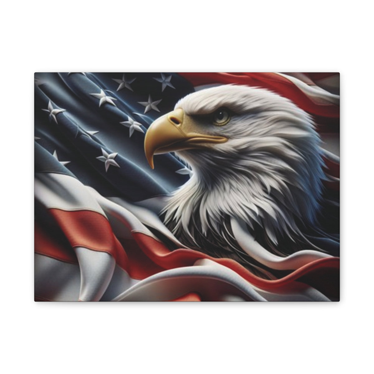 Patriotic Eagle Canvas Wall Art - American Flag Background - USA Decor