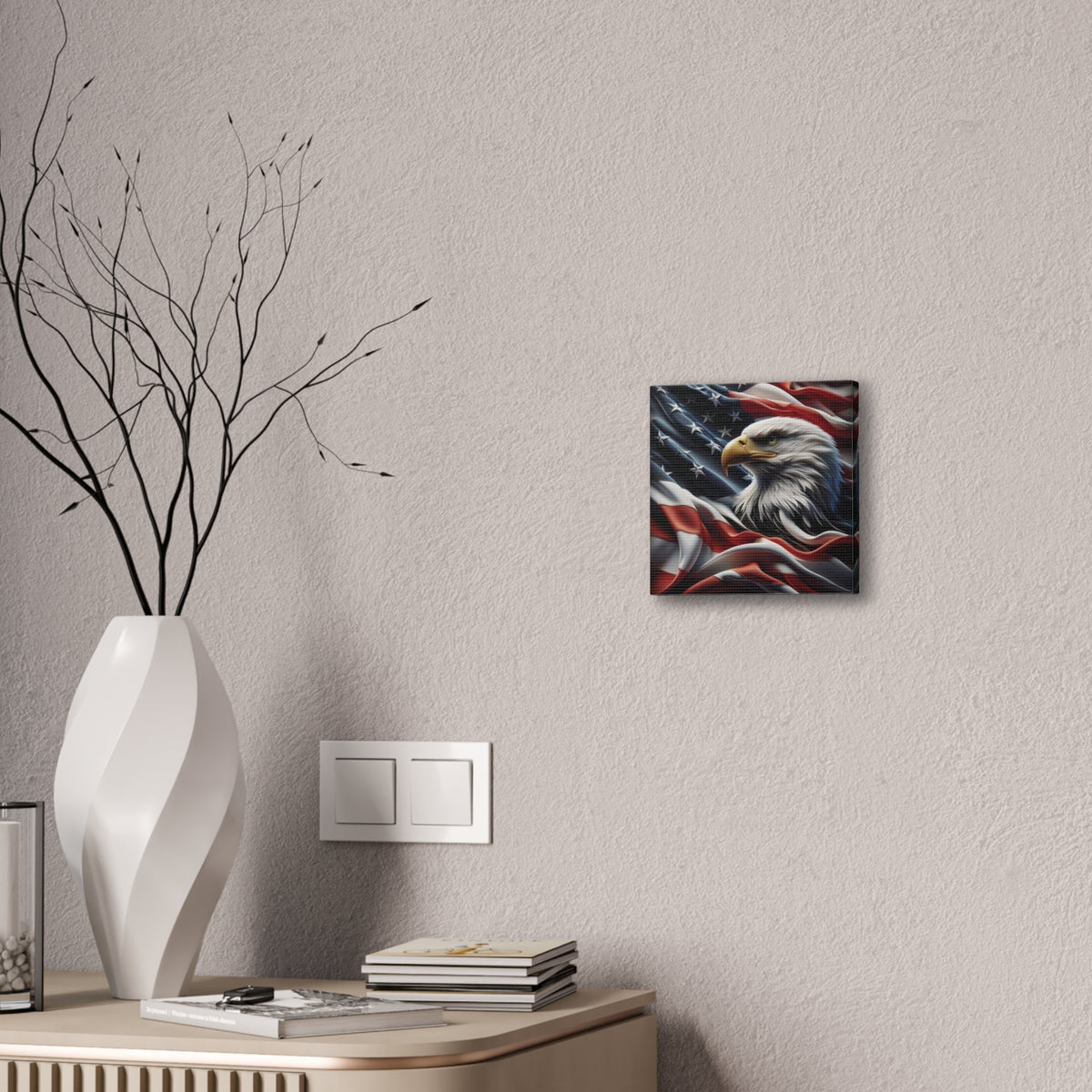 Patriotic Eagle Canvas Wall Art - American Flag Background - USA Decor