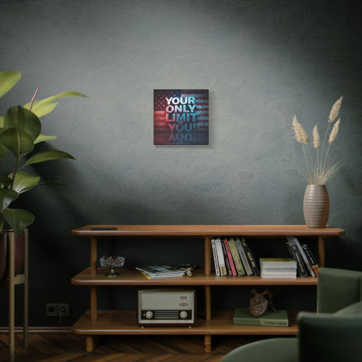 Your Only Limit Is You Canvas Wall Art - Motivational Vintage Flag Decor