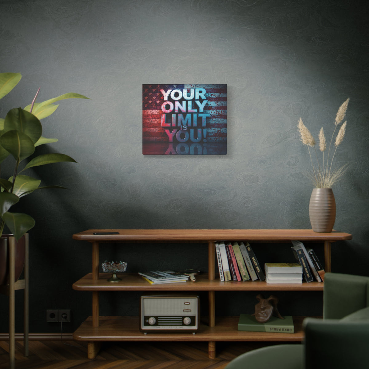 Your Only Limit Is You Canvas Wall Art - Motivational Vintage Flag Decor
