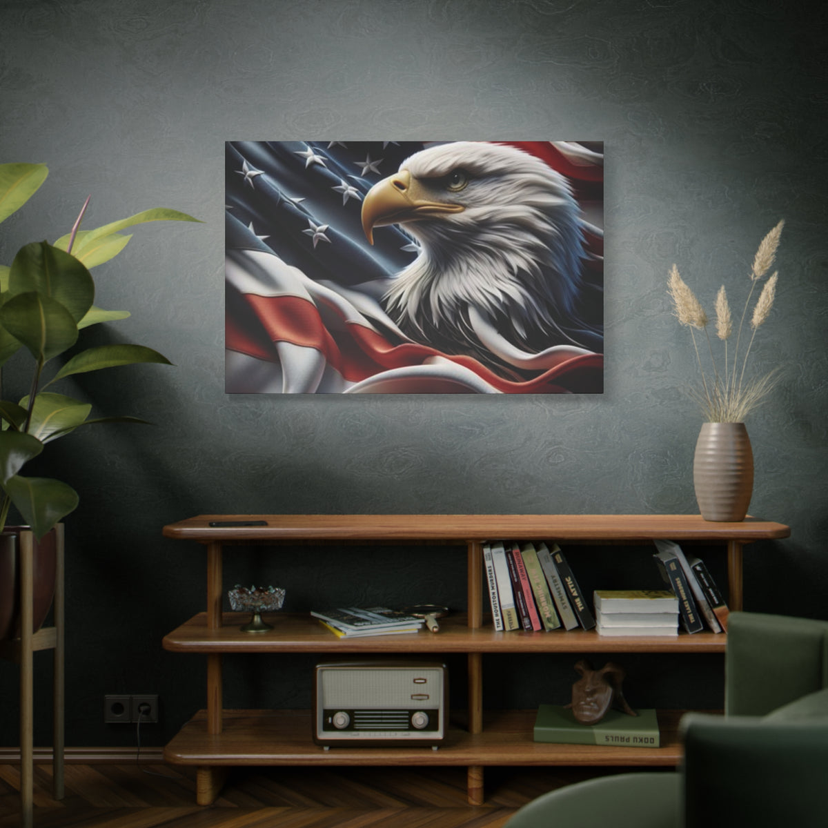 Patriotic Eagle Canvas Wall Art - American Flag Decor - Red White Blue - Gallery Wrapped - 27 Sizes - Veteran Gift